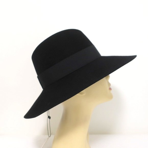 MAISON MICHEL KATE FEDORA HAT BLACK GROSGRAIN-TRIM - Picture 9 of 9